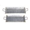 Rectangular Shaped Metal Galvanized Trays, Set Of 2, Silver