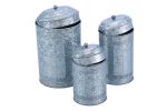 Rustic Metal Galvanized Canisters, Set of 3 Benzara