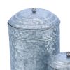 Rustic Metal Galvanized Canisters, Set of 3 Benzara
