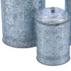 Rustic Metal Galvanized Canisters, Set of 3 Benzara