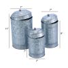 Rustic Metal Galvanized Canisters, Set of 3 Benzara