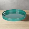 Mimosa Round Tray With Cutout Handles, Green