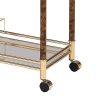 Alluring Serving Cart, Golden Plated & Clear Glass