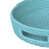 Handcrafted Rattan Lombok Coast Tray In Round Shape, Blue