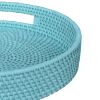 Handcrafted Rattan Lombok Coast Tray In Round Shape, Blue