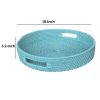 Handcrafted Rattan Lombok Coast Tray In Round Shape, Blue