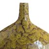 Bellied Ceramic Vase With Dripping Glazed Texture, Yellow