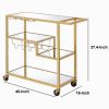 Metal Framed Serving Cart with Wine Bottle Holder and Stemware, Gold and Clear