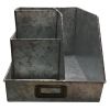 Decorative Multipurpose Metal Caddy with 4 Open compartment, Galvanized Gray