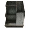 Decorative Multipurpose Metal Caddy with 4 Open compartment, Galvanized Gray