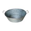 Embossed Design Oval Shape Galvanized Steel Tub with Side Handles, Small, Silver