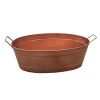 Oval Shape Hammered texture Metal Tub with 2 Side Handles, Copper