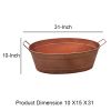 Oval Shape Hammered texture Metal Tub with 2 Side Handles, Copper