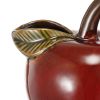 Ceramic Apple Pitcher with Leaf Shaped Spout, Red and Brown