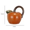 Ceramic Tomato Pitcher with Leaf Shaped Spout, Orange and Brown