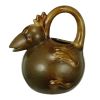 Ceramic Duck Pitcher with Beak Spout and Handle, Brown
