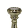 Glass Pillar Candle Holder with Distressed Details, Silver
