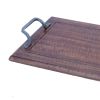 Rectangular Wooden Serving Tray with Handles, Brown