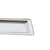 Rectangular Decorative Serving Tray with Beaded Trim Design, Silver