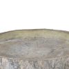 Distressed Round Shape Cemented Log Plate, Gray