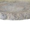 Distressed Round Shape Cemented Log Plate, Gray