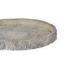 Distressed Round Shape Cemented Log Plate, Gray