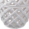 Decorative Ceramic Lidded Jar with Cut Out Texture, Large, White