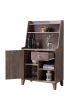 Wooden 1 Door Bakers Cabinet with 2 Top Shelves and 1 Drawer, Brown