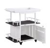 Industrial Style Metal Serving Cart with Casters, White