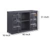 Industrial Metal Server with 2 Door Cabinet and 2 Open Shelves, Gray