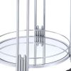 Metal and Mirror Round Serving Cart with Open Shelf, Silver