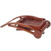 Slatted Shelf Serving Foldable Tray Stand with Wheels, Brown