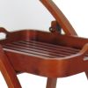 Slatted Shelf Serving Foldable Tray Stand with Wheels, Brown