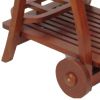 Slatted Shelf Serving Foldable Tray Stand with Wheels, Brown