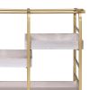 Metal Frame Serving Cart with Adjustable Compartments,Gold and Washed White