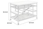 Marble Top Metal Kitchen Island with 2 Slated Shelves, Gray and White