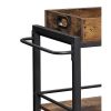 Tray Top Wooden Kitchen Cart with 2 Shelves and Casters, Brown and Black