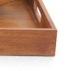 Rectangular Wooden Serving Tray with Cut Out Handles, Set of 2, Brown