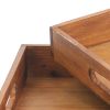Rectangular Wooden Serving Tray with Cut Out Handles, Set of 2, Brown