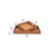 Rectangular Wooden Serving Tray with Cut Out Handles, Set of 2, Brown