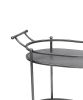 Oval Metal Frame Service Cart with Casters, Gray and Black