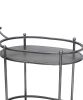 Oval Metal Frame Service Cart with Casters, Gray and Black