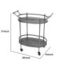 Oval Metal Frame Service Cart with Casters, Gray and Black