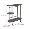 Oblong Shape Metal Bar Unit with Stemware Rack, Gray and Chrome