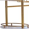 Oblong Shape Metal Bar Unit with Stemware Rack, White and Gold