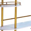 Oblong Shape Metal Bar Unit with Stemware Rack, White and Gold