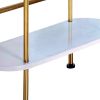 Oblong Shape Metal Bar Unit with Stemware Rack, White and Gold