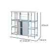 6 Glass Shelf Metal Frame Bar Cabinet with Power Outlet, Clear and Chrome