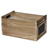 Chalkboard Inserted Wooden Storage Box with Cutout Handles, Set of 4,Brown