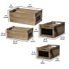 Chalkboard Inserted Wooden Storage Box with Cutout Handles, Set of 4,Brown